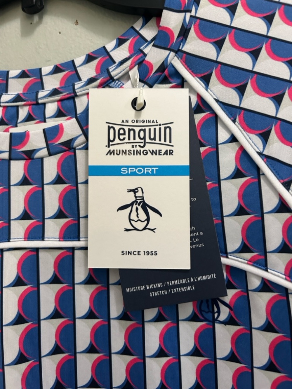 Original Penguin Blue, White & Pink Geometric Sport Top - Picture 4 of 4